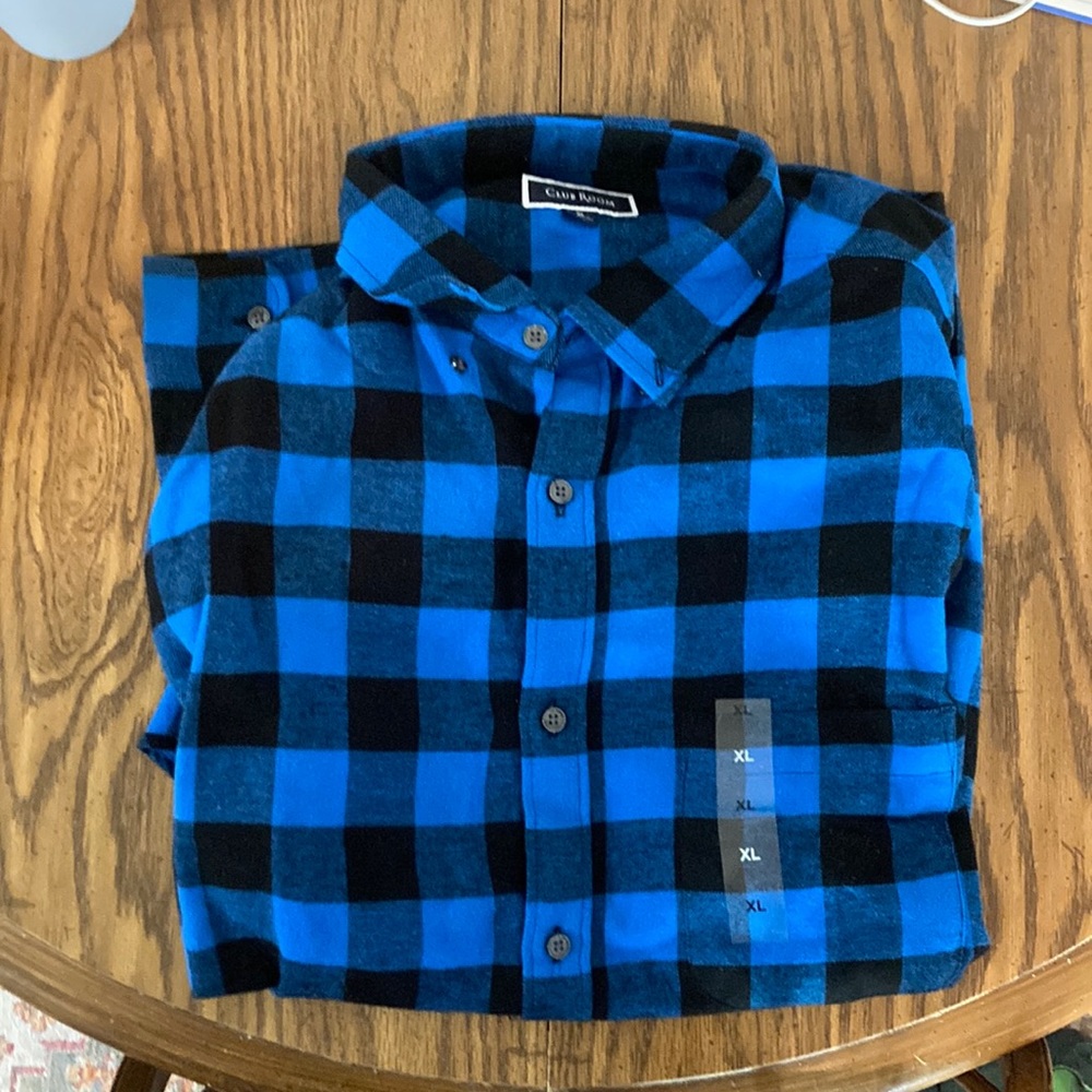 Club Room Blue/black plaid flannel.
